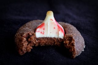 Chocolate Candy Cane Kiss Cookies Bite